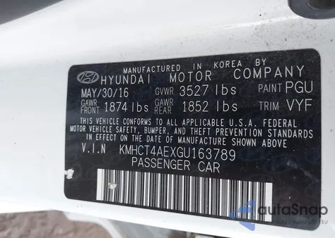 2016 Hyundai Accent Se z USA, uszkodzony, nr VIN KMHCT4AEXGU163789